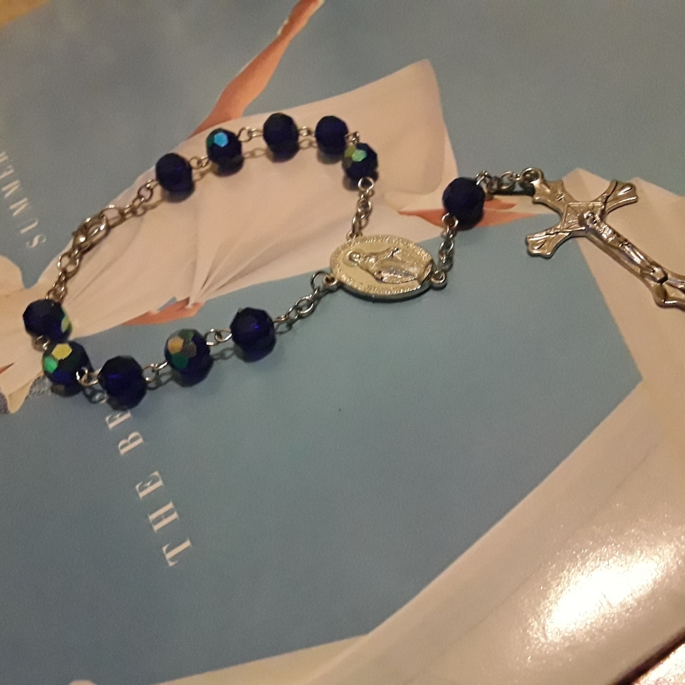 Glass Bead Rosary Bracelet